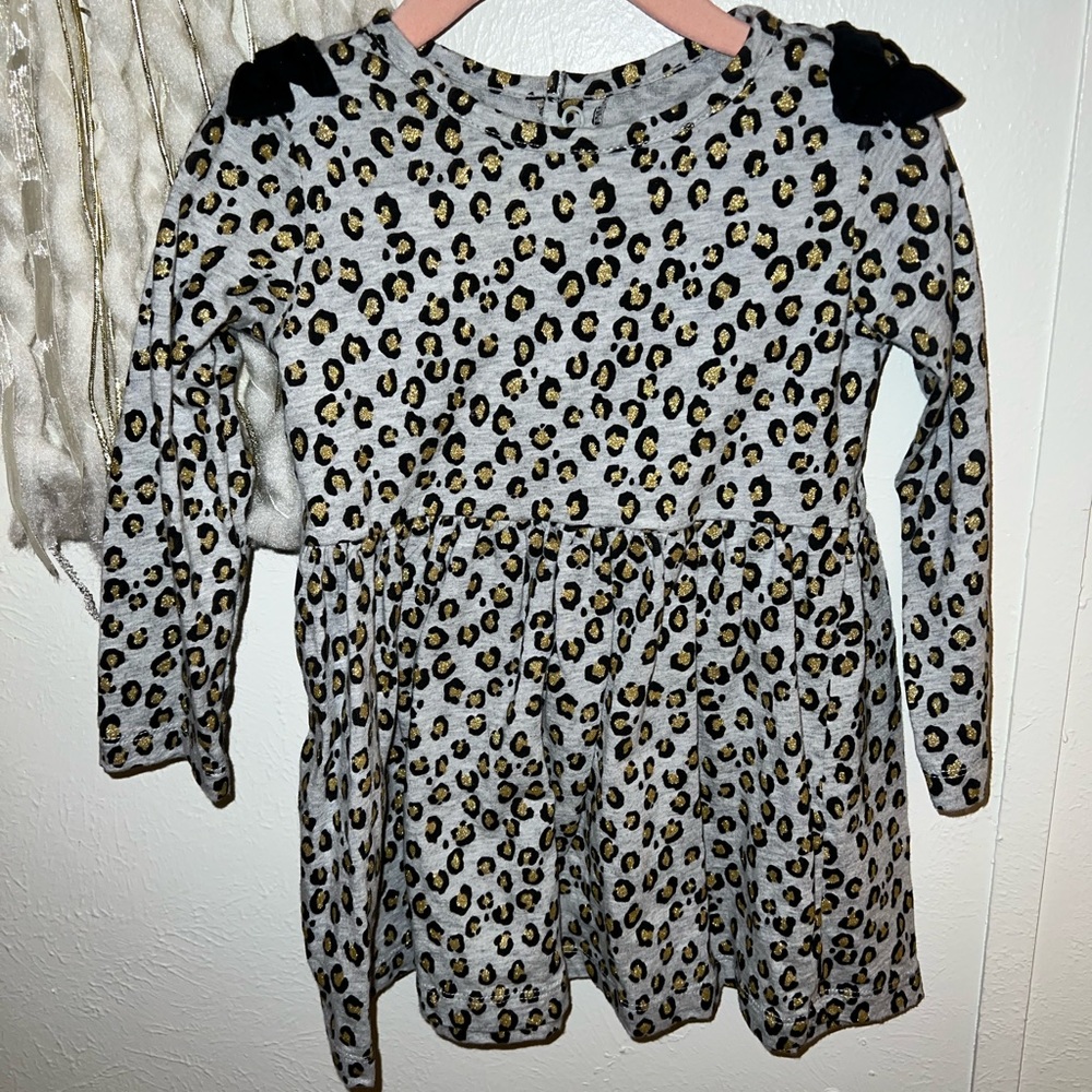 24m dress. Grey, black and gold in color.